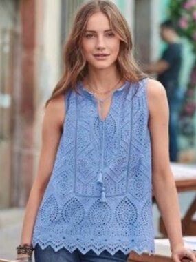 Sundance Sleeveless Eyelet Top